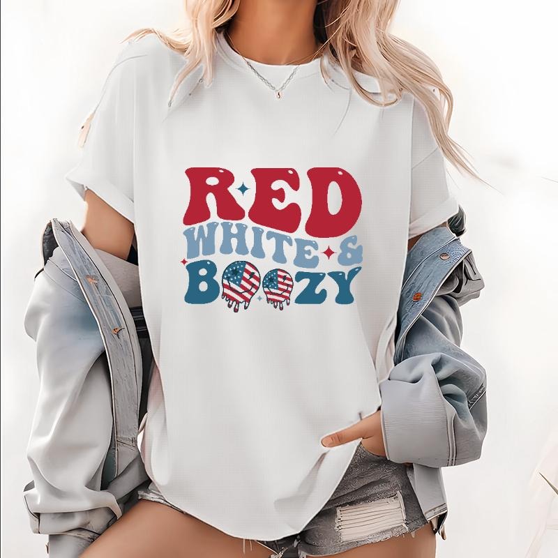 Festive Lightsaber brand - Shirt for Celebration Enthusiasts, Showcasing "RED WHITE & BOZY" Red plumber brand Patriotic