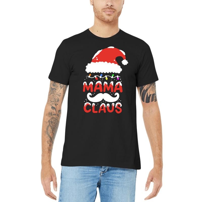 Festive Mama Claus Print Tee: Celebrate the Holiday Season in Style, Pure Cotton Casual Short Sleeve Crew Neck Top For All Season, Perfect for Daily Activities, Can Be Given as a Christmas Gift! made in usa