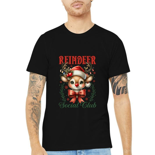 Festive Reindeer Social Club T-Shirt choose interesting patterns to express your personality, and make them a Christmas gift made in usa