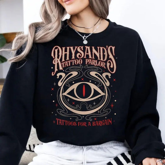 Feyre And Rhysand, Acotar Velaris Rhysand's Tattoo Parlor Shirt, Bookish Gift Black, The Night Court Tee, Novel Series Book Lover Sweater Pullover Tee