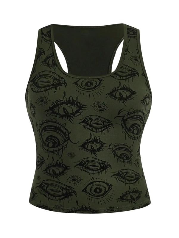 Figure Graphic Crop Tank Top Scoop Neck Sleeveless Y2k Goth Tops T-Shirts, Hoodie, Sweatshirt | DripVista.com