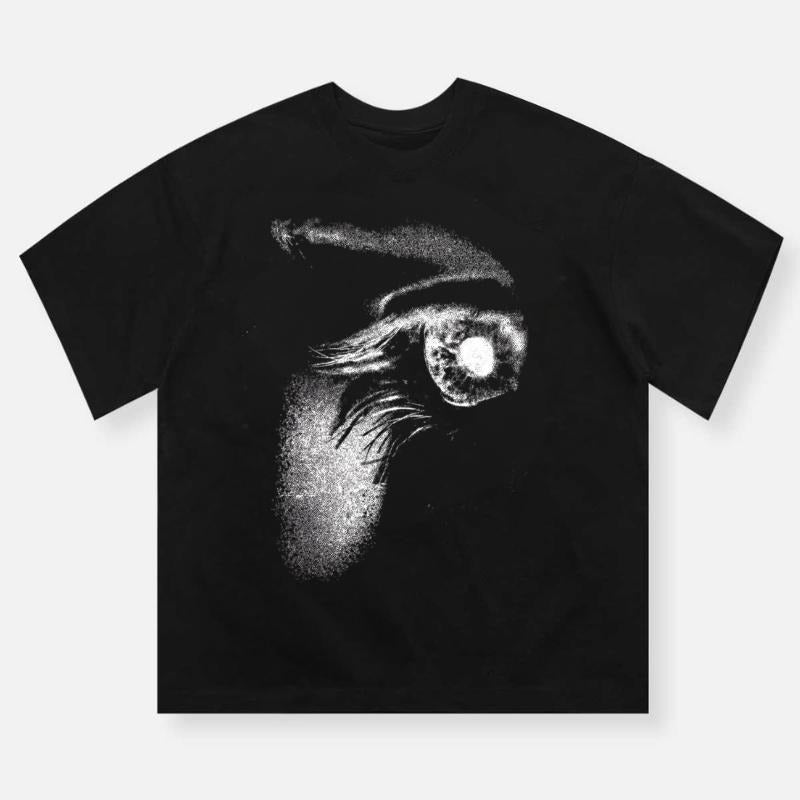 Filmic Vision Print T-shirt, Vintage Graphic Tee, Y2k Clothing, Unisex Cotton Crewneck T-Shirt - Medium, Short Sleeve, Casual Streetwear Printed Tee