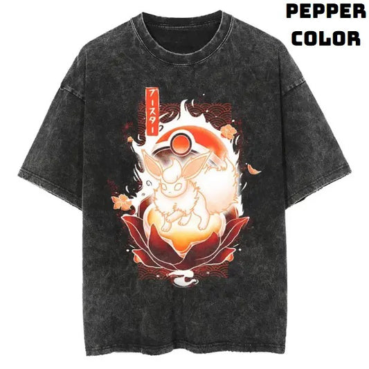 Fire Type Evolution Flareon Pokemon Vintage Tee, Eevee Shirt, Pokemon Shirt, Vintage Pokemon Anime T-shirt, Anime Manga Shirt, Cute Shirt, Vintage Graphic Tee, Unisex T-Shirt, Gift For Fan Pokemon, Crewneck Short Sleeve Shirt Top Menswear Streetwear