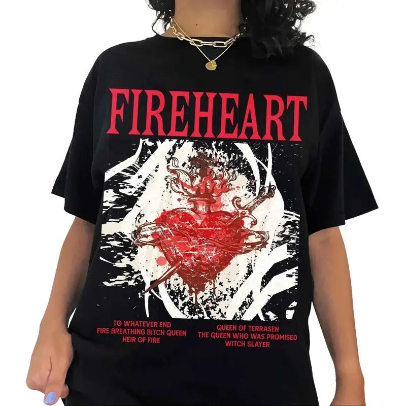 Fireheart Terrasen Tee, Aelin Galathynius Gift, Licensed Throne Of Glass Merch, Sjm Merch, Rowan Whitethorn Kingsfl, dark romance shirts