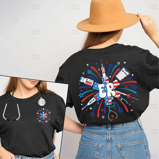 Firework 4th Of July Er Nurse Shirt Er Nurse Crew Shirt Funny Er Ed Nurse Tech Shirt Emergency Room Rn Tshirt Patriotic Nurse Shirt