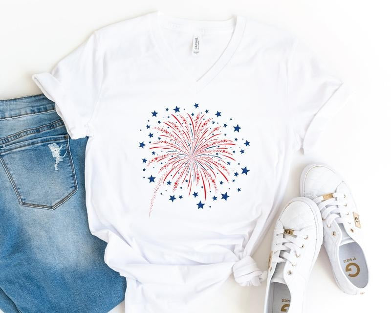 Firework Usa Shirt 4th Of July Shirt Independence Day Shirt Gift For American Red White Blue Shirt Patriotic Shirt...