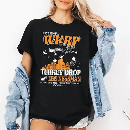 First Annual Thanksgiving Day Turkey Drop Shirt Sweatshirt Hoodie, In Cincinnati Movie, Unisex Short Sleeve Tee Womenswear Sweaters