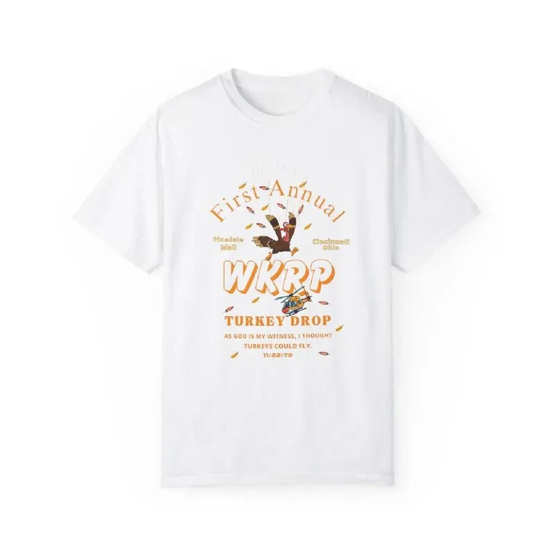 First Annual WKRP Turkey Drop Shirt, Annual Turkey Drop Tshirt, Thanksgiving Fall Apparel, Autumn Clothing Holiday Tshirt