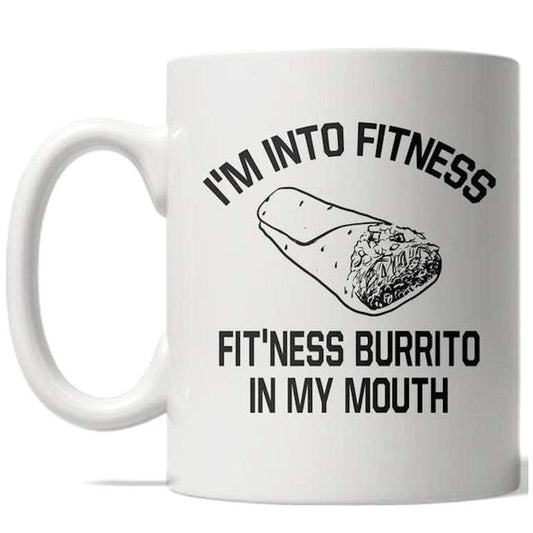 Fitness Burrito Mug Funny Fitness Cinco De Mayo Coffee Cup - 11oz Funny Coffee Mugs Ceramic Printed Drinkware Cup