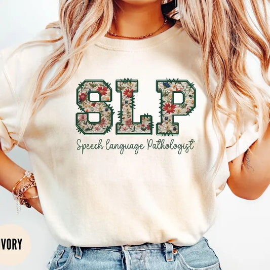 Fl0ral Speech Therapy  Shirt, SLP T Shirt,Speech Pathology Gift for Speech Therapist, Language Pathologist Tee,SLPA Graduation