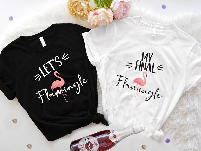 Flamingo Bachelorette Theme Shirt, My Final Flamingle Shirt, Let's Flamingle Tee, Matching Bridesmaid Tee, Beach Bridal Shower Gift Tee.
