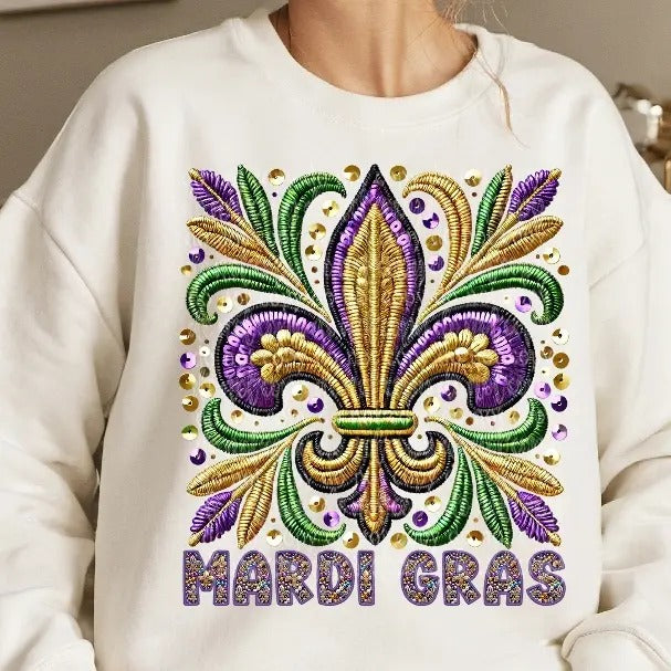 Fleur De Lis Faux Embroidery DTF Transfers - THIS IS NOT A SHIRT