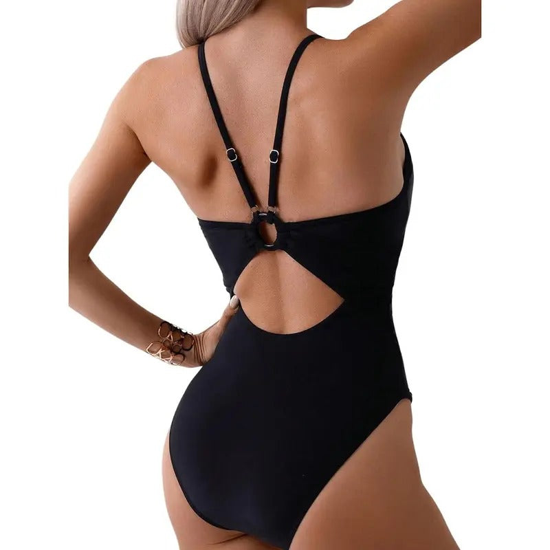 Floerns Women'WB shield Cut Out Ring Linked Cut Out Back Straw hat pirates Straw hat pirates Swimsuit Monokini T-Shirts,...