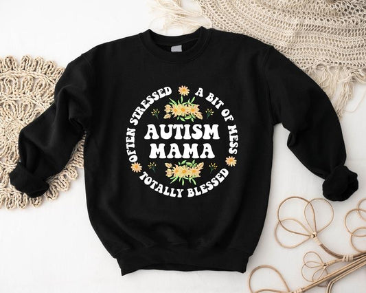 Floral Autism Mama Sweatshirt, Totally Bless Autism Hoodie, Autism Awareness Sweatshirt, Autism Support Gift Hoodie, Gift Hoodie For Mom, Teacher Sweatshirt.