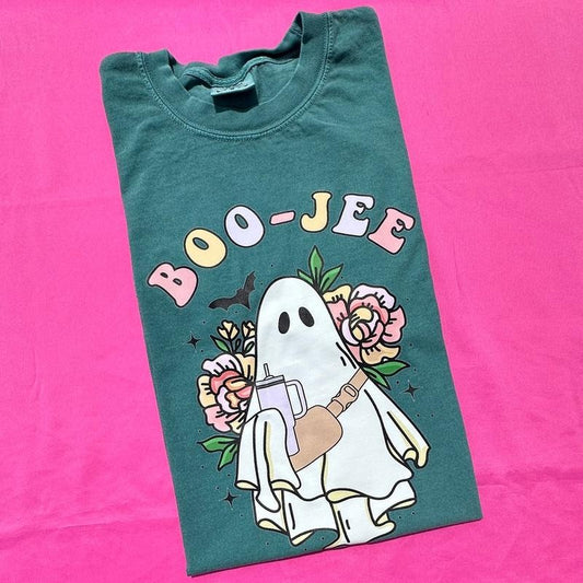 Floral BOO-JEE Ghost Comfort Colors T-Shirt
