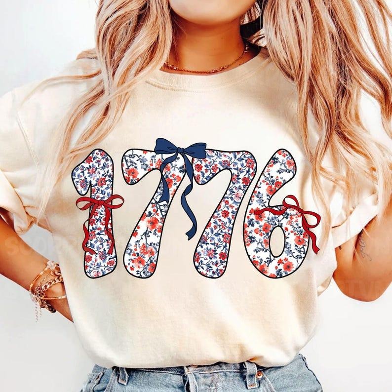 Floral Coquette 1776 Shirt, 4th FOG July America Coquette,,Memorial Day TShirt Hoodie, Sweatshirt | DripVista.com