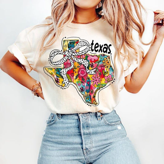 Floral Coquette Texas T-Shirt, State T-Shirt, Classic Retro Graphic Unisex Tee Gift For Men and Women