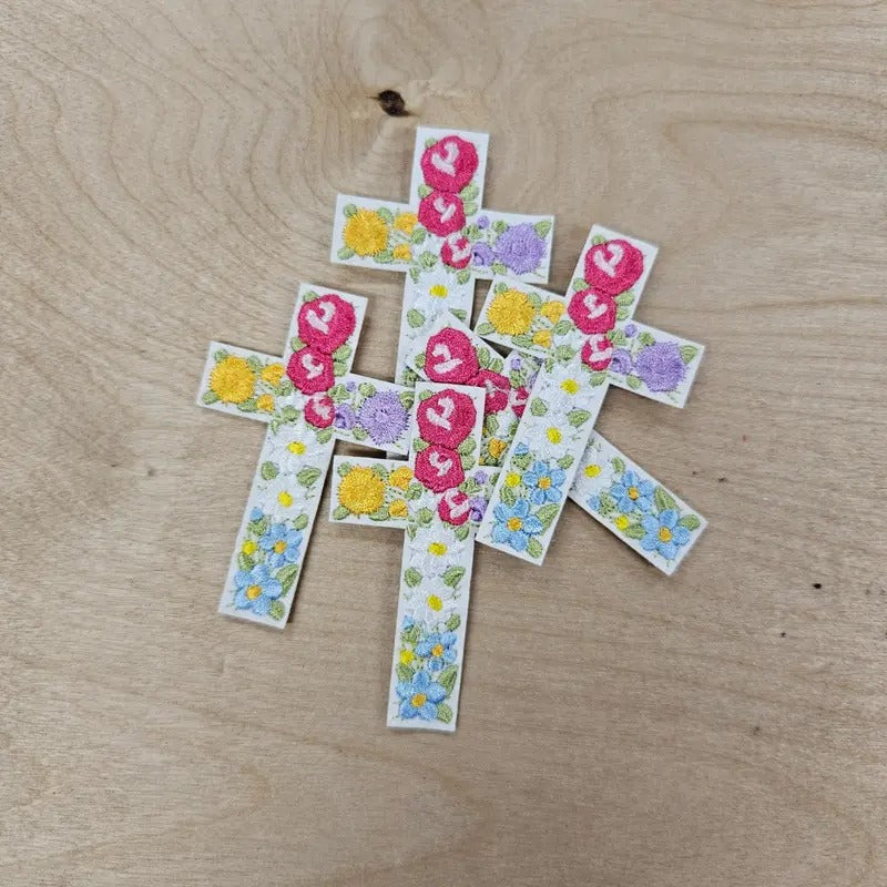 Floral Cross Hat Patch (1 Patch)