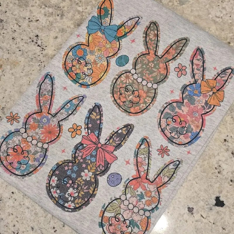 Floral Easter Bunny Graphic Tee or Sweatshirt Hoodie | DripVista.com