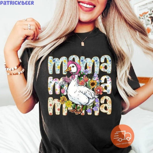 Floral Goose Mama Mothers Day Shirt, Vintage Mama T Shirt, Floral Mama Shirt, Boho Mama T Shirt, Mother's Day Gift, Mama Shirt, Mom Gift