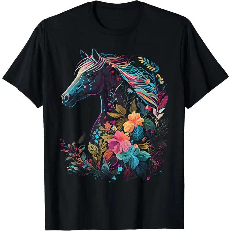 Floral Horse Spring Nature Horse Lovers Graphic T-Shirt made in usa Hoodie, Sweatshirt | DripVista.com