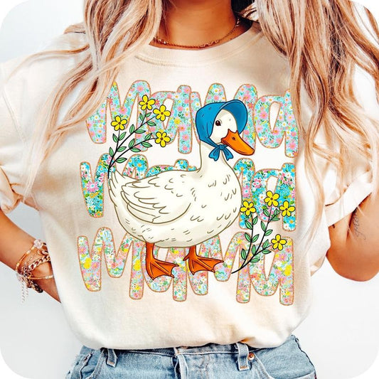 Floral Mama Goose T-Shirt, Mama Goose T-Shirt, Girly T-Shirt, Goose T-Shirt, Mother's Day T-Shirt, Floral Mama T-Shirt, Duck T-Shirt, Goose Lover