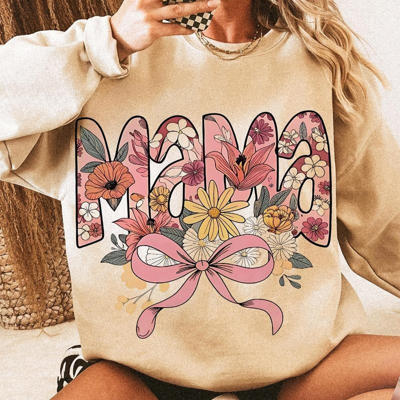 Floral Mama Shirt, Mama Flower Shirt, Coquette Mama Bow Shirt, Mama Floral, Mama Groovy Shirt, Mothers Day , Gift For Mama Shirt Shirt Idea Popular