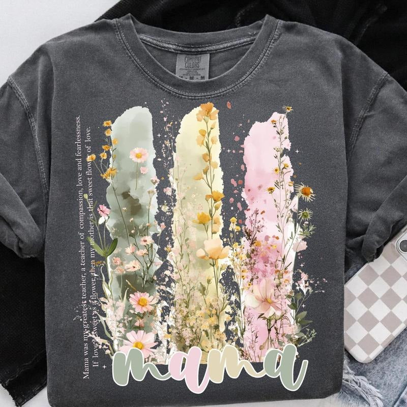 Floral Mama Shirt, Mother Love Shirt, Coquette Mama Bow Shirt, Mama Wild Flower Shirt, Mothers Day Shirt, Gift For Mama Shirt Shirt Idea Popular