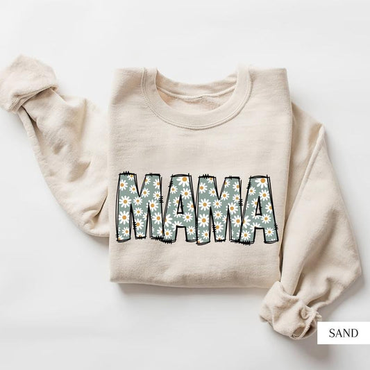 Floral Mama Sweatshirt - Cute Mother's Day Gift, Crewneck, Long Sleeve, Comfortable Pullover, Perfect for Grandma Womenswear