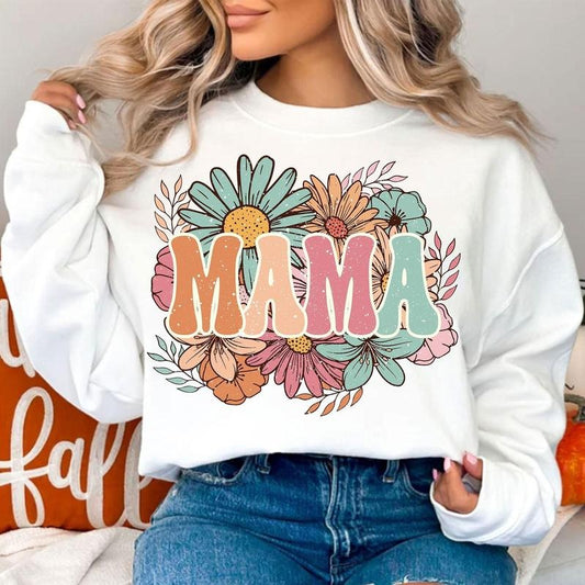 Floral Mama Sweatshirt Sublimation Download, Mama , Mama Flower , Mama Sublimation, Retro Mama , Mother's Day Shirt , Sublimation Designs