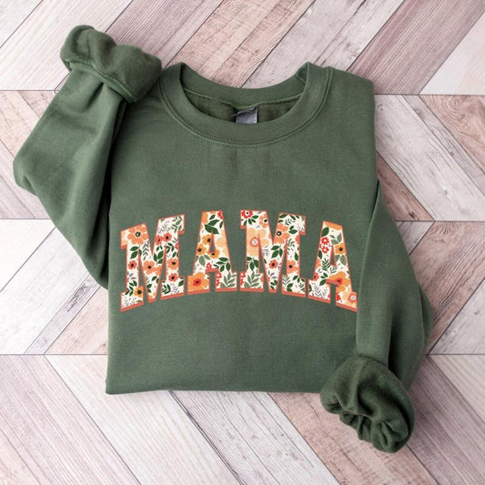 Floral Mama Sweatshirt, Cute Mom Sweatshirt, Mother's Day Gift, Mommy Shirt, New Mom Gift, Gift for Mother, Mama Shirt Womenswear Hoodie Sweaters Tops Comfort Pullover