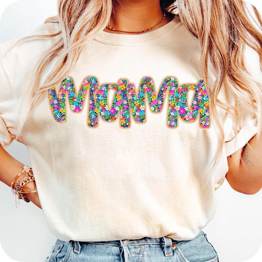 Floral Mama T-Shirt, Preppy Mama T-Shirt, Mama Flower T-Shirt, Retro Mama T-Shirt, Mothers day Shirt, Mama T-Shirt, Mom Shirt, Gift for mama T-Shirt