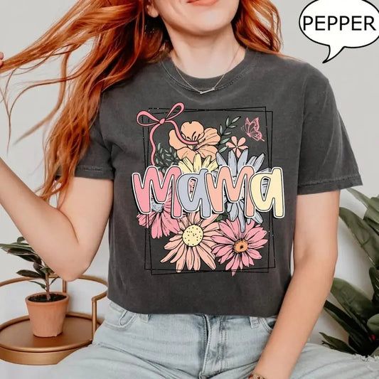 Floral Mama T-Shirt, Vintage Mama Shirt, Mother's Day Gift, Plant Ladies Shirt, Plant Mom Shirt, Mama Shirt - Menswear Womenswear Streetwear