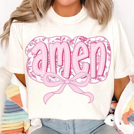 Floral Pink Toile Chinoiserie Amen T-Shirt, Amen T-Shirt, easter T-Shirt, Chinoiserie Amen T-Shirt, christian easter T-Shirt, he is risen T-Shirt