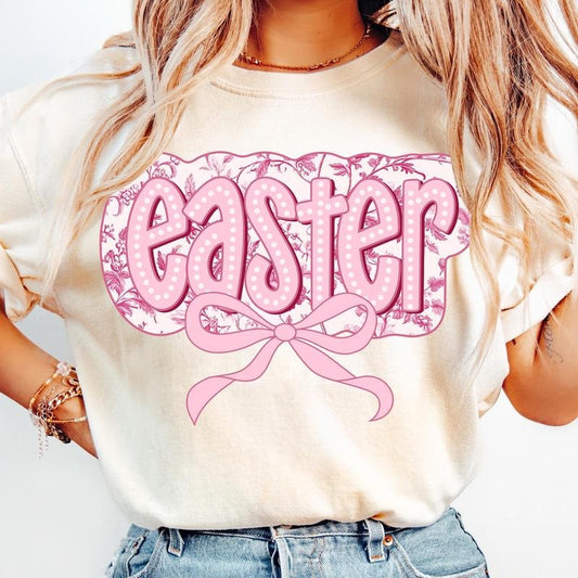 Floral Pink Toile Chinoiserie Easter T-Shirt, Easter T-Shirt, Chinoiserie Easter T-Shirt, easter Coquette T-Shirt, christian easter T-Shirt