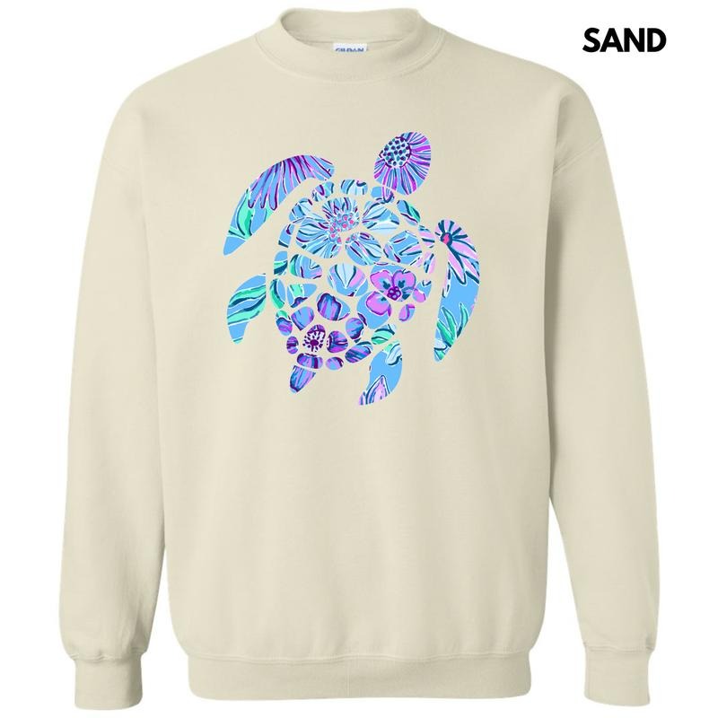 Floral Sea Turtle Sweatshirt 'NLB' T-Shirts, Hoodie | DripVista.com