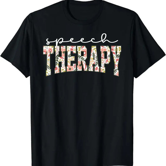 Floral Speech Therapy Speech Language Pathologist SLP Crew T-Shirt