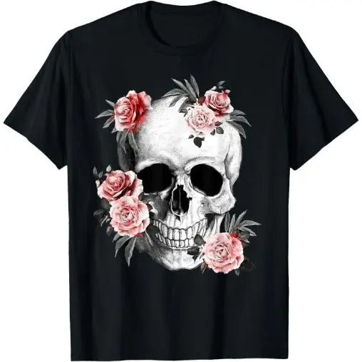 Floral Sugar Skull Rose Flowers Mycologist Gothic Goth T-Shirt  Made in USA Hoodie, Sweatshirt | DripVista.com