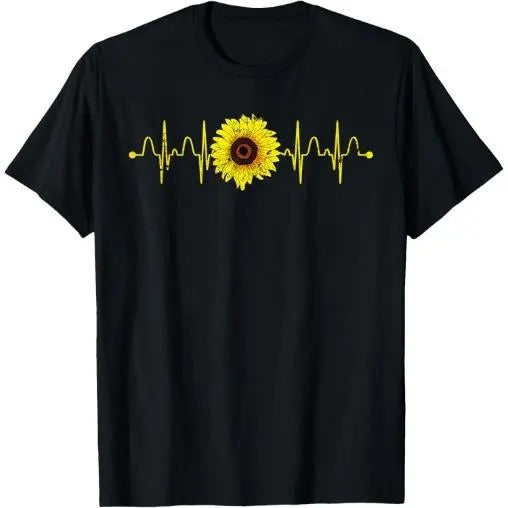 Florist Sunflower Heartbeat Blossom Yellow Flower Sunflower T-Shirt Made in USA Hoodie, Sweatshirt | DripVista.com