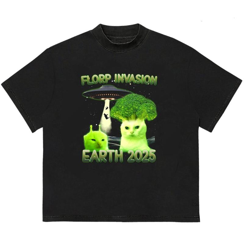 Florp Invasion Earth 2025 T-Shirt Unisex Graphic Design Comfy Cotton Retro Graphic Hoodie, Sweatshirt | DripVista.com