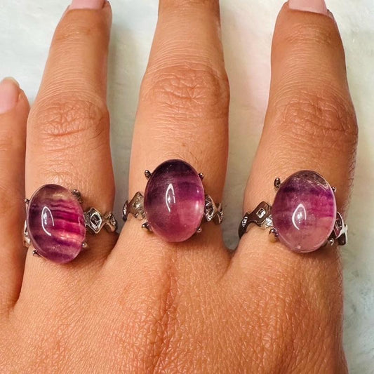 Flourite stone. Adjustable rings Daily