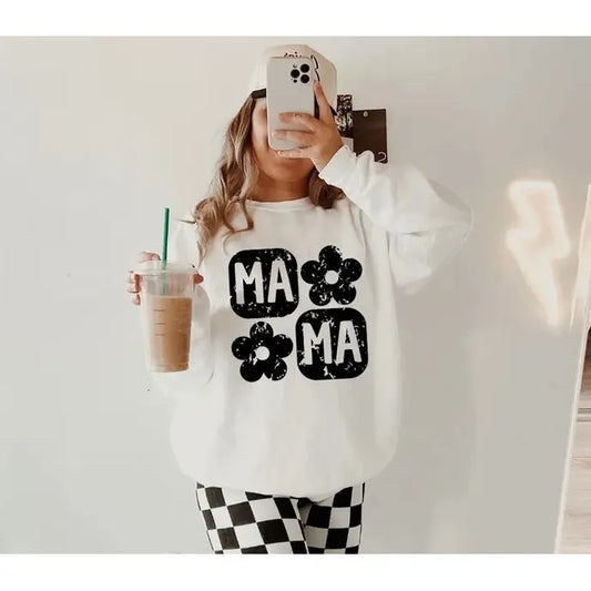 Flower Checker Mama Pullover