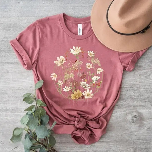 Flower Shirt, Gift For Her, Flower Shirt Aesthetic, Floral Graphic Tee, Floral Shirt, Flower T-shirt, Wild Flower Shirt, Wildflower T-shirt