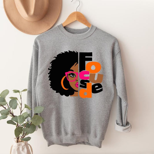 Focused Sweatshirt, Black Girl Hoodie, African American Sweatshirt For Woman, Afro Sweater For Girlfriend, Gift For Wife.