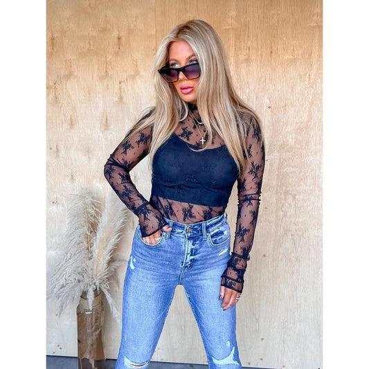 Fool Me Once Black Lace Top