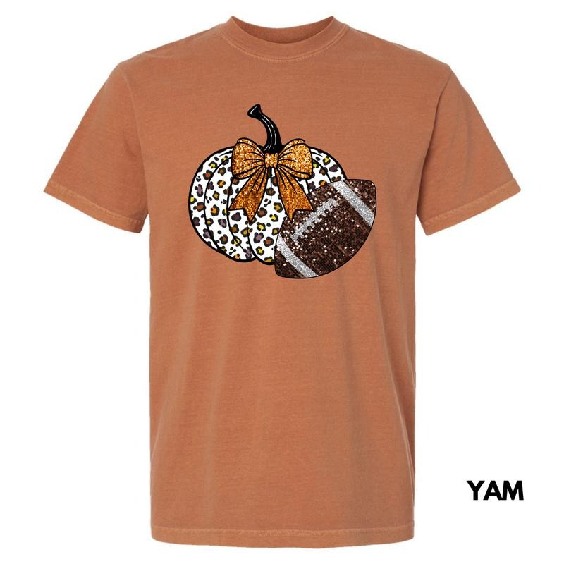Football & Pumpkin FAKE Glitter Comfort Colors T-Shirt 'NLB'