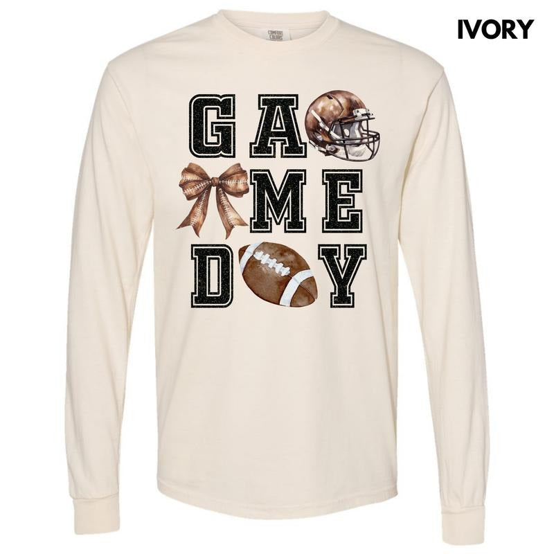 Football Game On FAKE Glitter Long Sleeve Comfort Colors T-Shirt 'NLB' Hoodie, Sweatshirt | DripVista.com