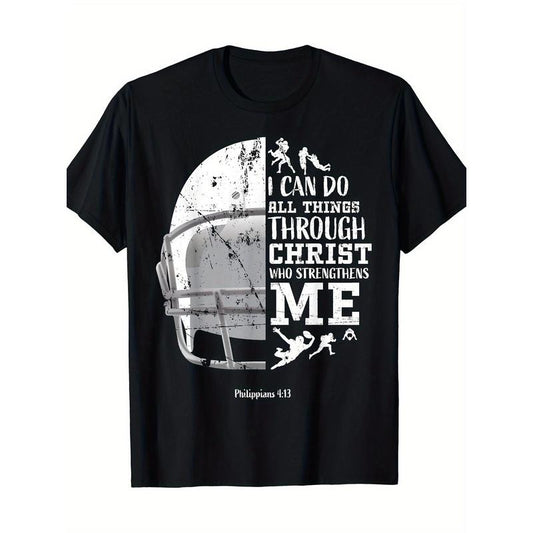 Football Gifts, For Men, For Boys, I Can Do All Things With Him Who Empowers Me, Philippians 4:13 T-Shirt - Cool Ideas Men's Short Sleeve T-Shirt made in usa