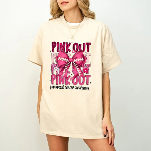 Football Pink Out T-Shirt, Breast Cancer Football T-Shirt, Breast Cancer Awareness T-Shirt, Pink Ribbon, Game Day png, Football Mom Png, Tackle Cancer