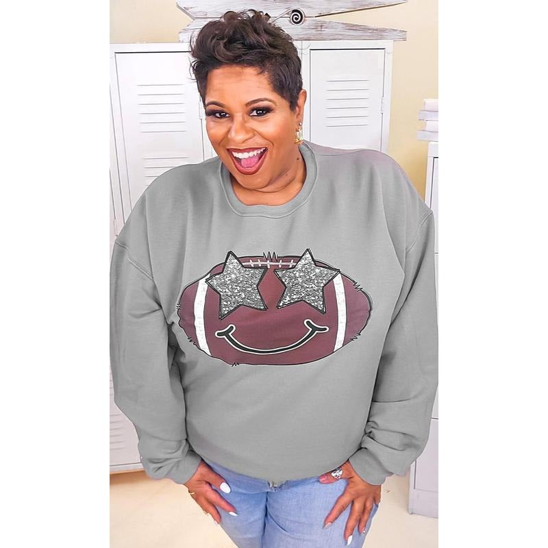 Football Star Smiley Graphic Sweatshirt T-Shirts, Hoodie | DripVista.com